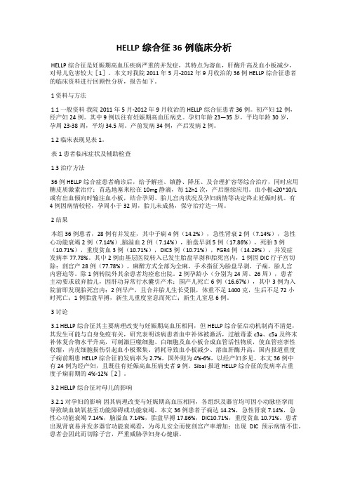 HELLP综合征36例临床分析