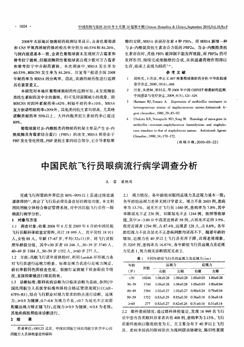 中国民航飞行员眼病流行病学调查分析