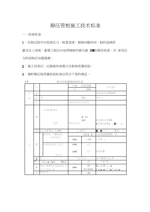 静压管桩施工技术标准规定