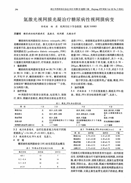 氩激光视网膜光凝治疗糖尿病性视网膜病变