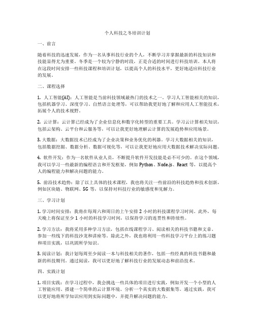 个人科技之冬培训计划