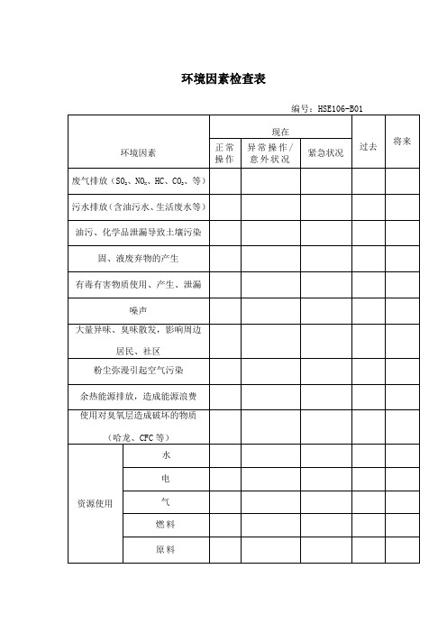 环境因素检查表格式