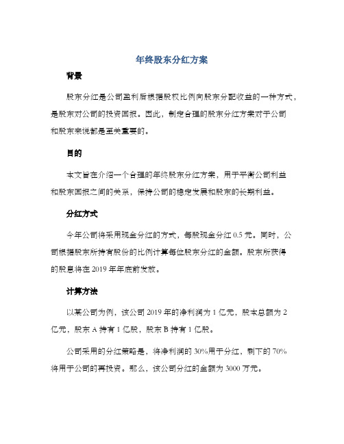 年终股东分红方案