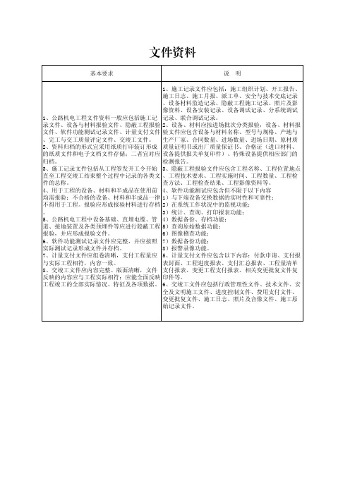 高速公路机电工程文件资料整理要求