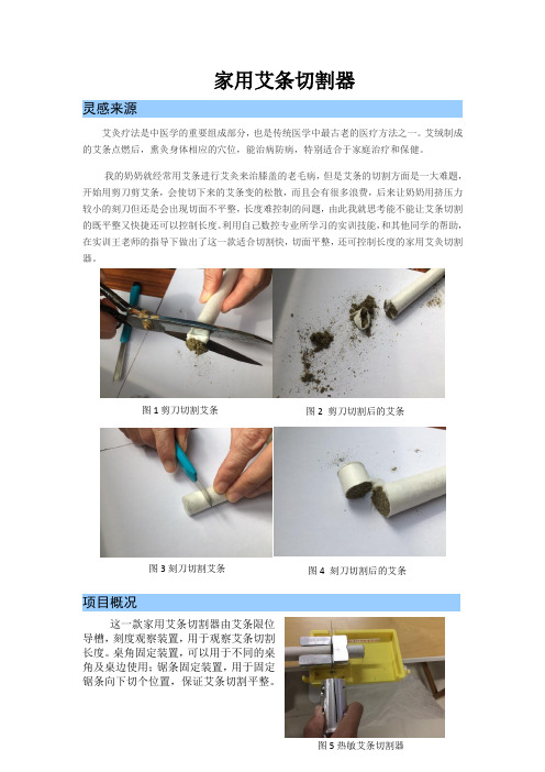 青少年科技创新大赛创新发明获奖作品《家用艾条切割器》