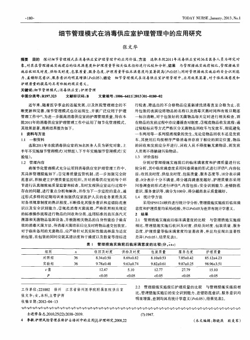 细节管理模式在消毒供应室护理管理中的应用研究