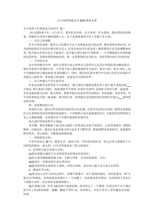 公司每周周报总结2023精彩4篇