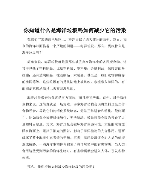 你知道什么是海洋垃圾吗如何减少它的污染