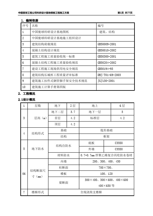 电力工程模板施工方案