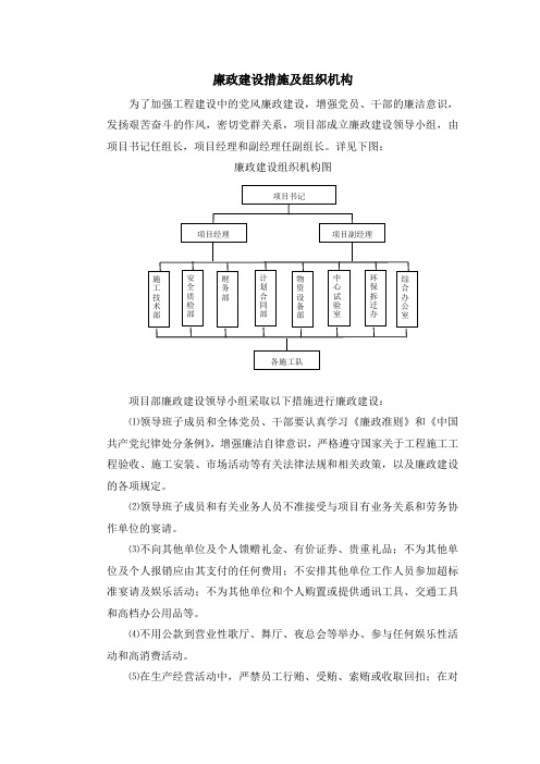 廉政建设措施及组织机构