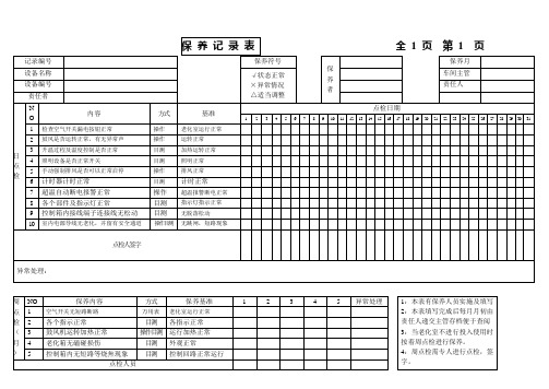 点检记录表(高温老化室)