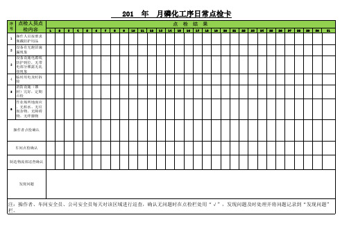 磷化工序安全点检表