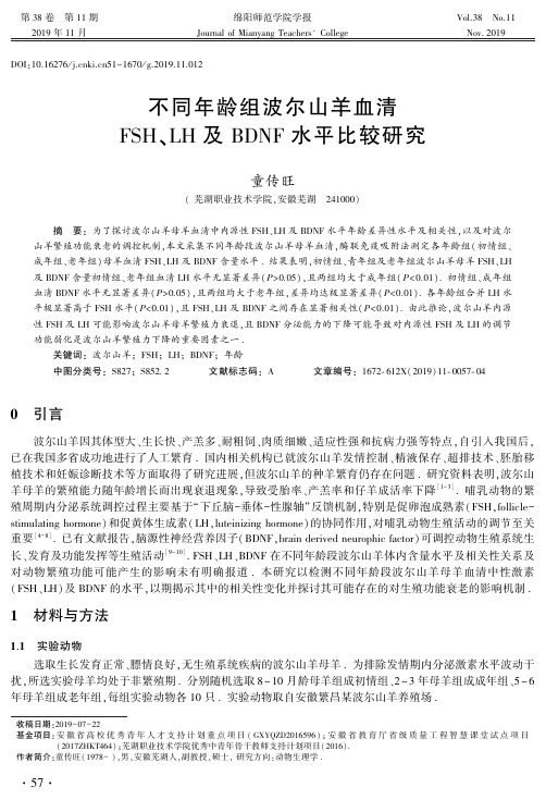 不同年龄组波尔山羊血清fsh、lh及bdnf水平比较研究