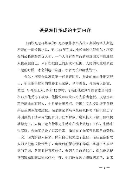 铁是怎样炼成的主要内容