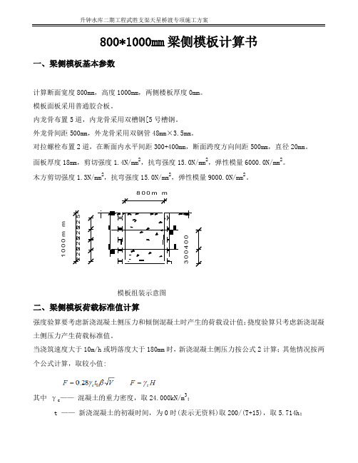 8001000mm梁侧模板计算书