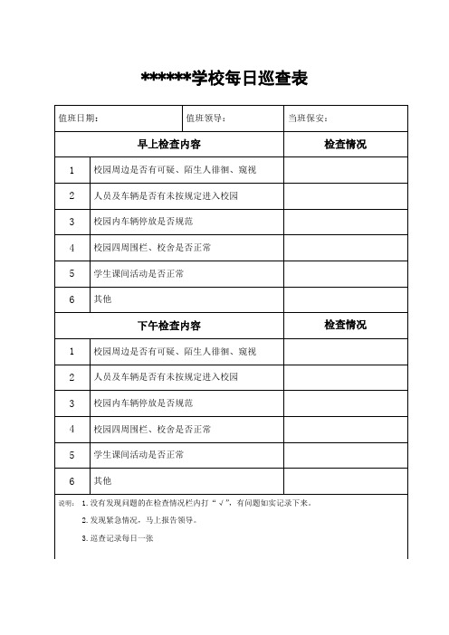 学校校园每日巡查记录表