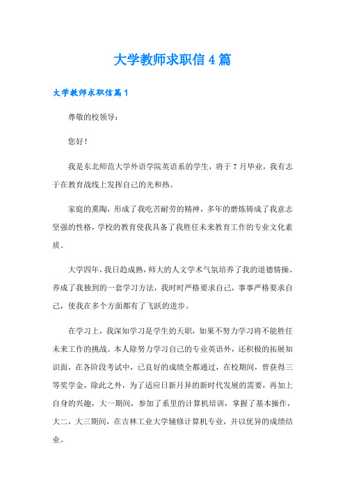 大学教师求职信4篇