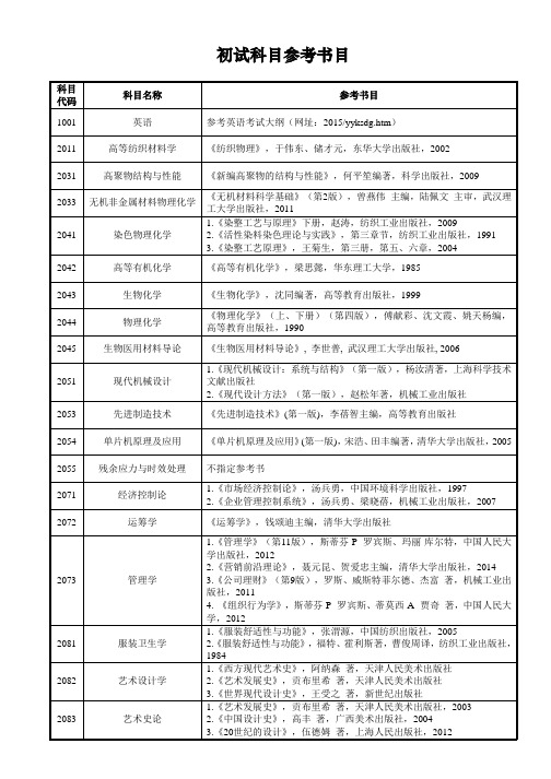 自-东华大学博士初试参考书目 