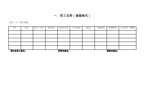 考勤工资名册(建筑工地)