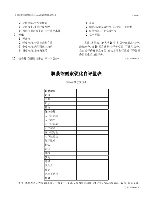 肌萎缩侧索硬化自评量表