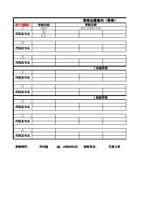 志愿填报辅助表格