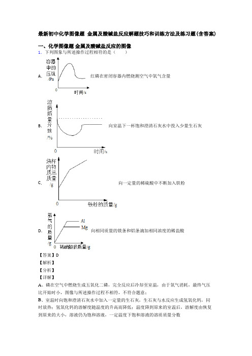 最新初中化学图像题 金属及酸碱盐反应解题技巧和训练方法及练习题(含答案)