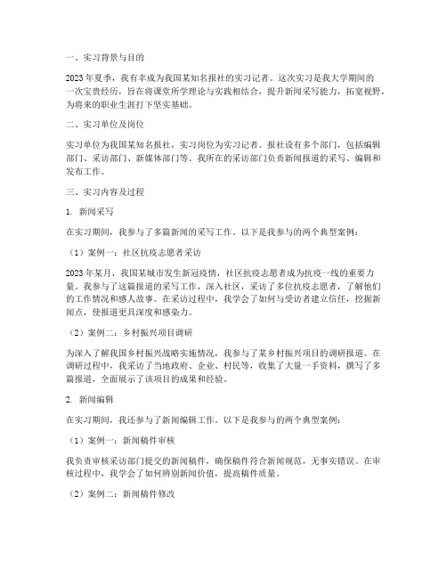 报社实习记者报告