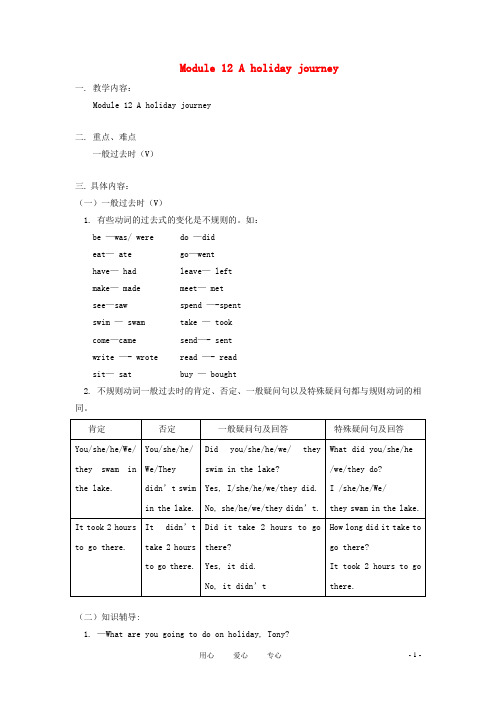 七年级英语下册 Module 12 A holiday journey重难点讲解 外研版