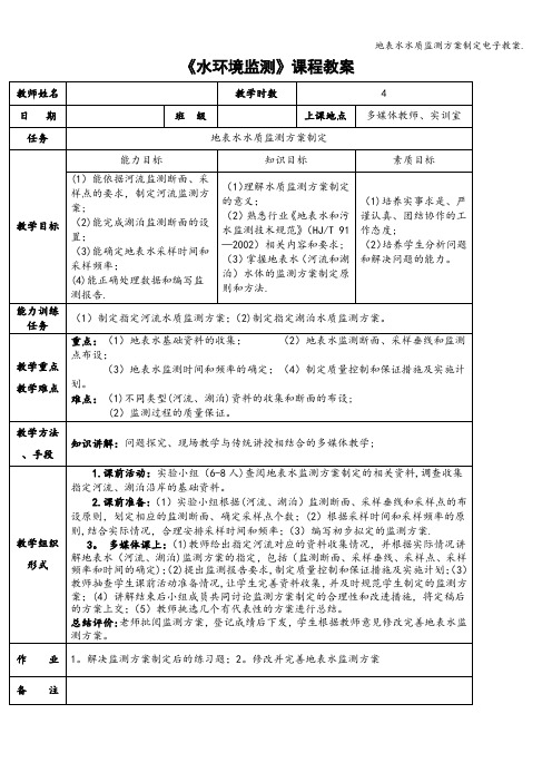 地表水水质监测方案制定电子教案.