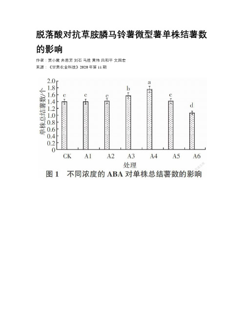 脱落酸对抗草胺膦马铃薯微型薯单株结薯数的影响