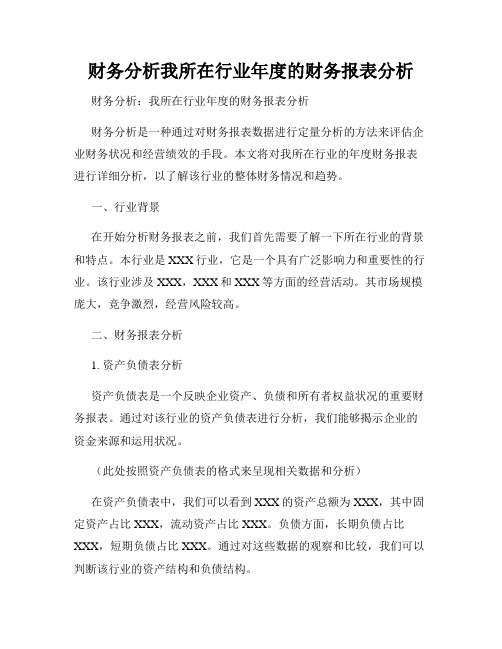 财务分析我所在行业年度的财务报表分析