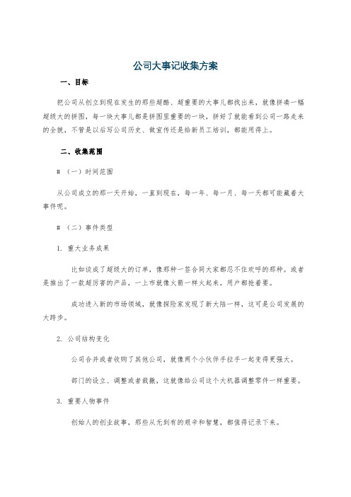 公司大事记收集方案