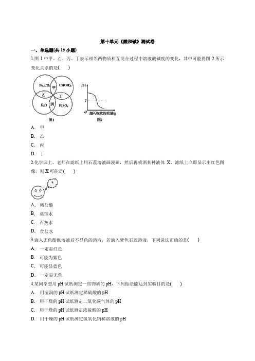 2020_2021学年度初中人教版九年级化学下学期第十单元《酸和碱》测试卷(含答案)