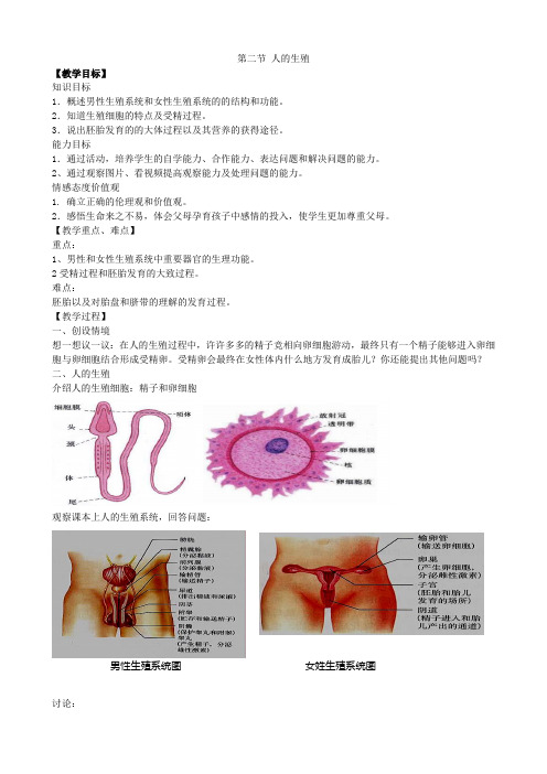 人教版生物七年级下册第二节《人的生殖》教案1