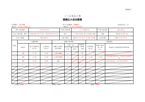 混凝土入仓记录表