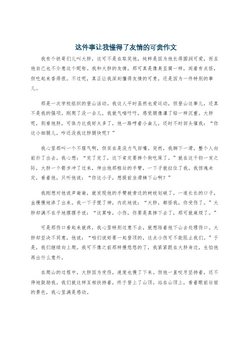 这件事让我懂得了友情的可贵作文