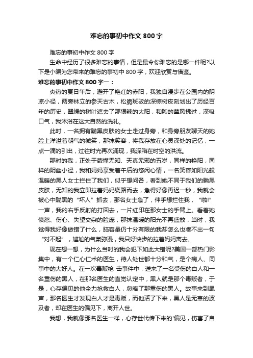 难忘的事初中作文800字