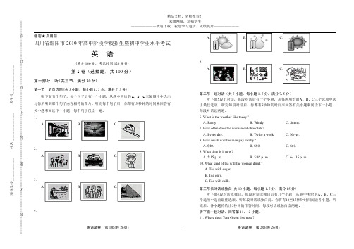 2019年四川省绵阳中考英语试卷