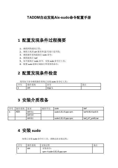 TADDM自动发现AIX-SUDO配置手册