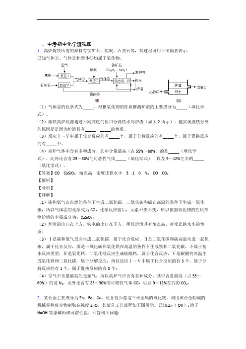 中考化学综合题专题复习【流程图】专题解析附答案解析