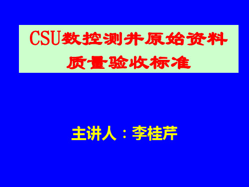 测井资料验收讲义