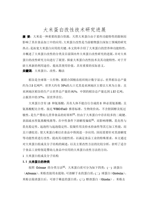 大米蛋白改性技术研究进展