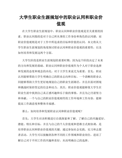 大学生职业生涯规划中的职业认同和职业价值观