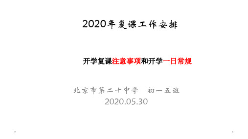 北京二十中 2020年开学复课家长会课件(44张ppt)