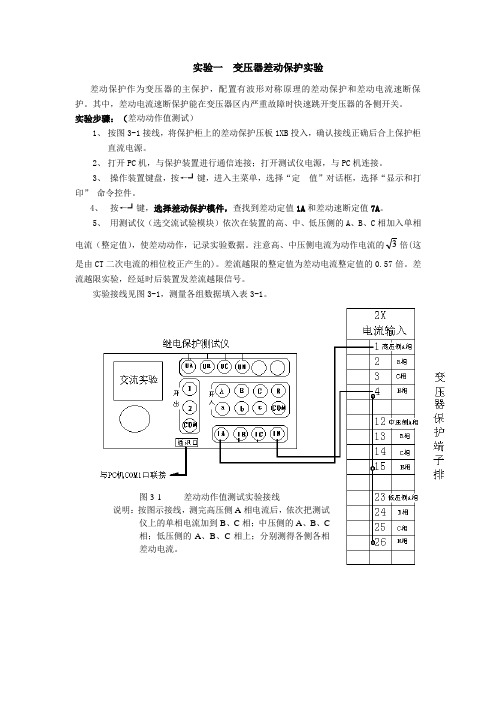 实验一  变压器差动保护实验z