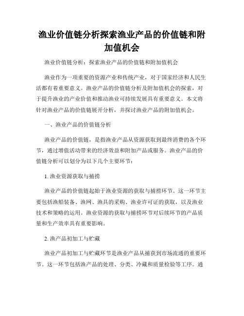 渔业价值链分析探索渔业产品的价值链和附加值机会