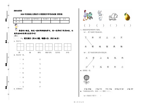 2020年实验幼儿园幼升小衔接班开学考试试题 附答案