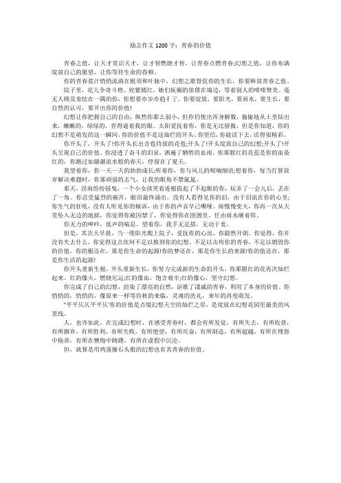 励志作文1200字：青春的价值