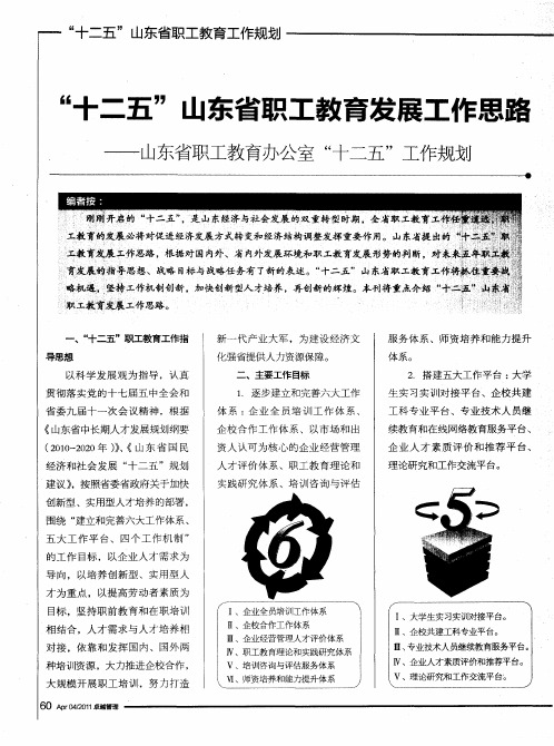 “十二五”山东省职工教育发展工作思路——山东省职工教育办公室“十二五”工作规划