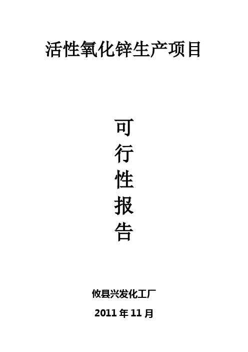 活性氧化锌生产项目可行性报告[管理资料]